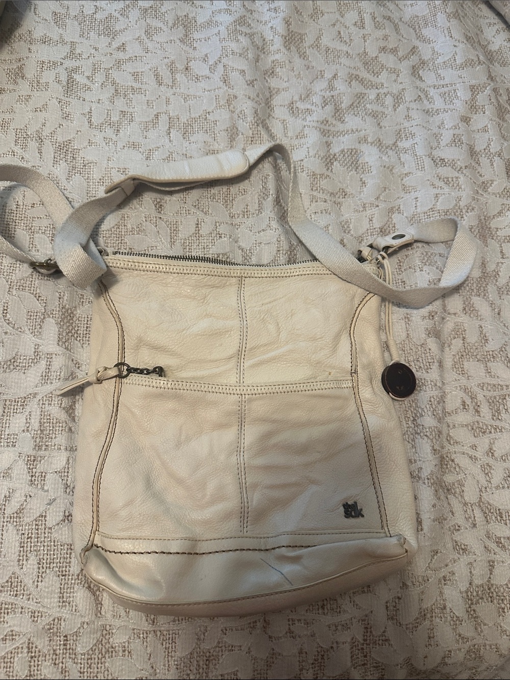 Cream Leather Crossbody Bag - Women